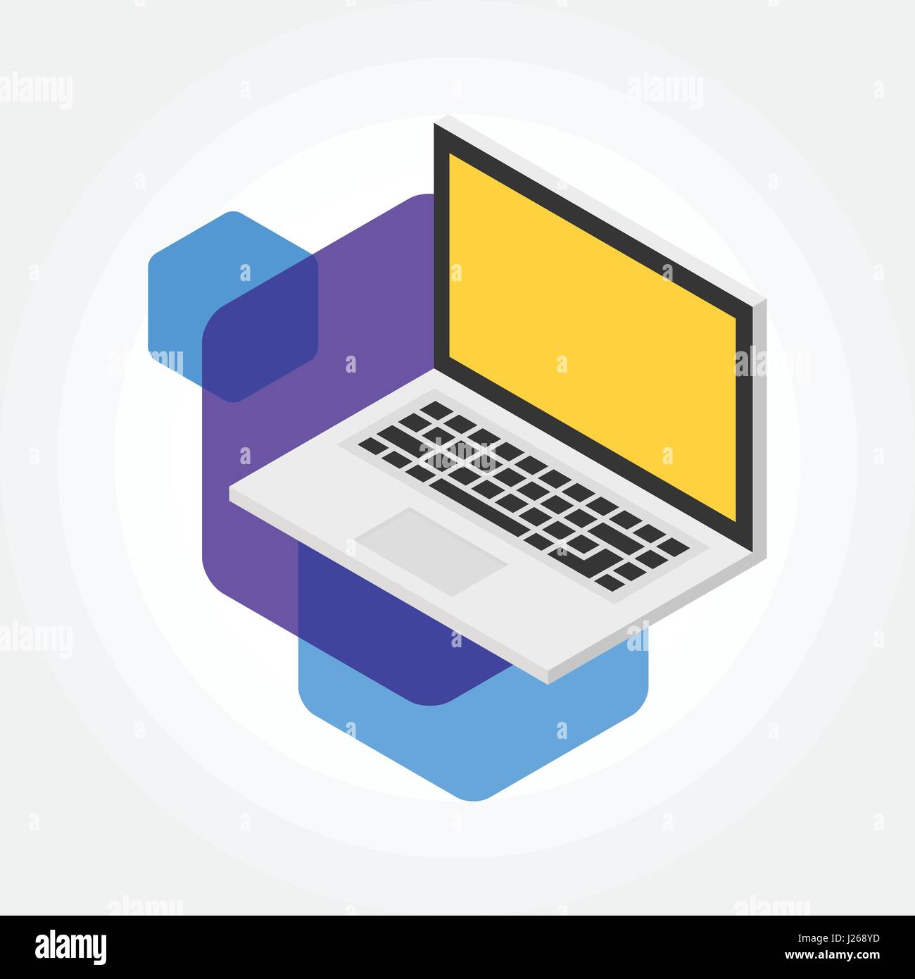 Isometrica, notebook, laptop icona design illustrazione Illustrazione Vettoriale