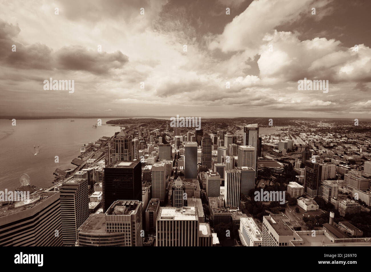 Seattle tetto panorama con architettura urbana. Foto Stock