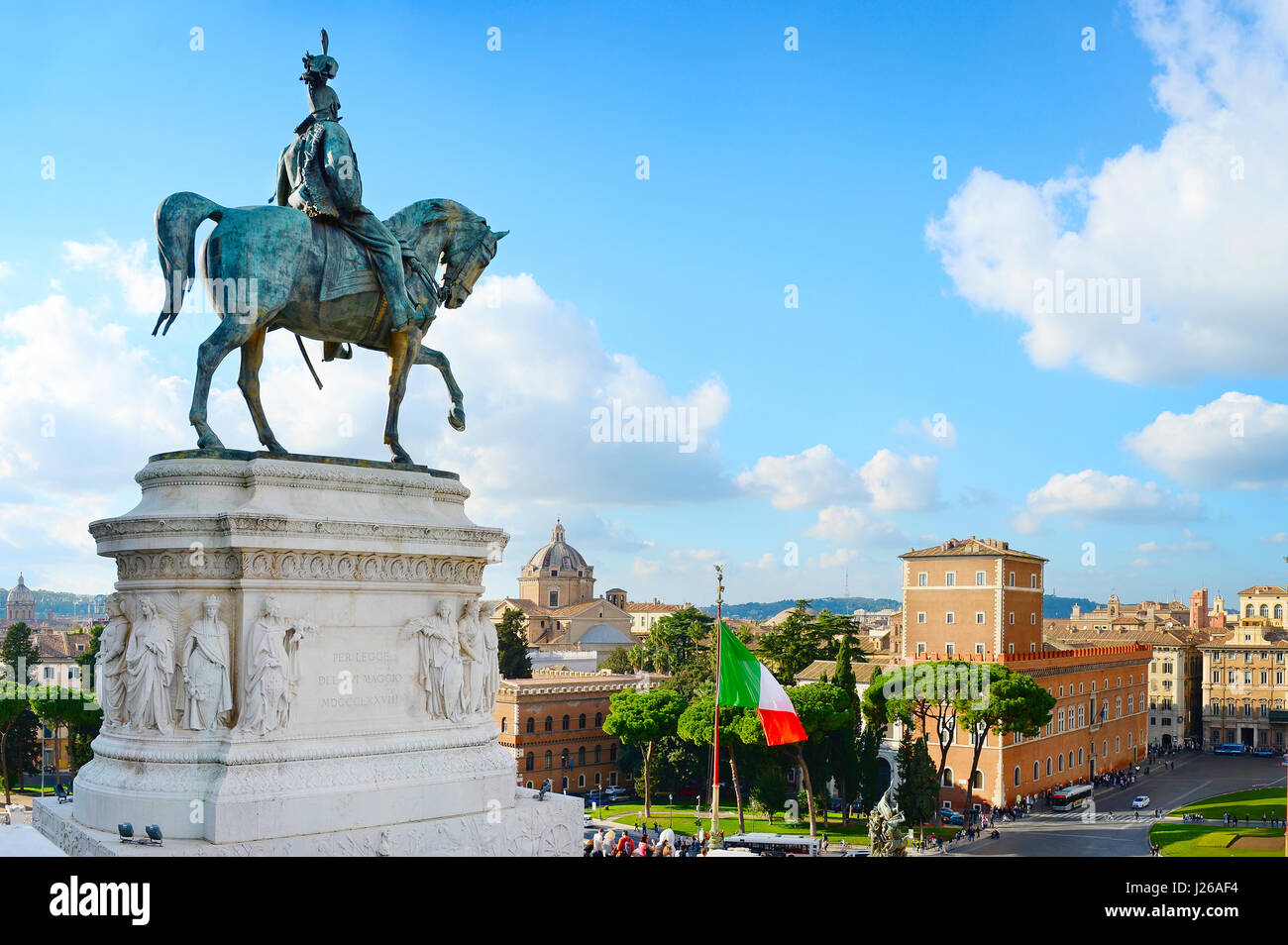 Vista di Roma da Vittorio Emanuele II monumento. Italia Foto Stock