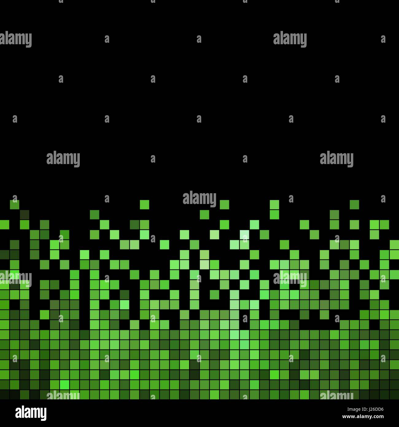 Abstract vettore di pixel quadrati mosaico - sfondo verde su nero backgrund Illustrazione Vettoriale