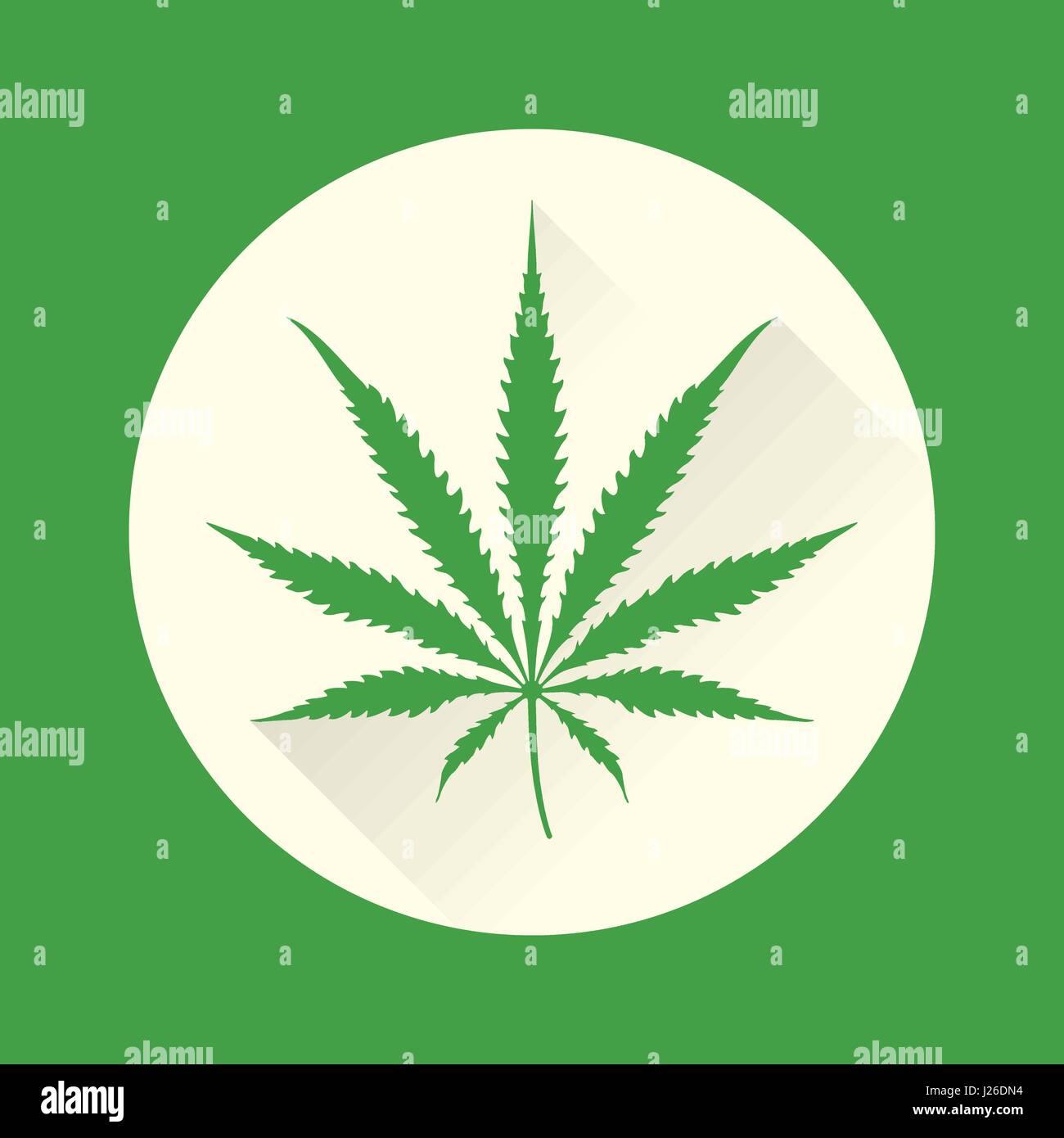 Vector design piatto di colore verde la marijuana sativa verde foglia segno icona illustrazione Illustrazione Vettoriale