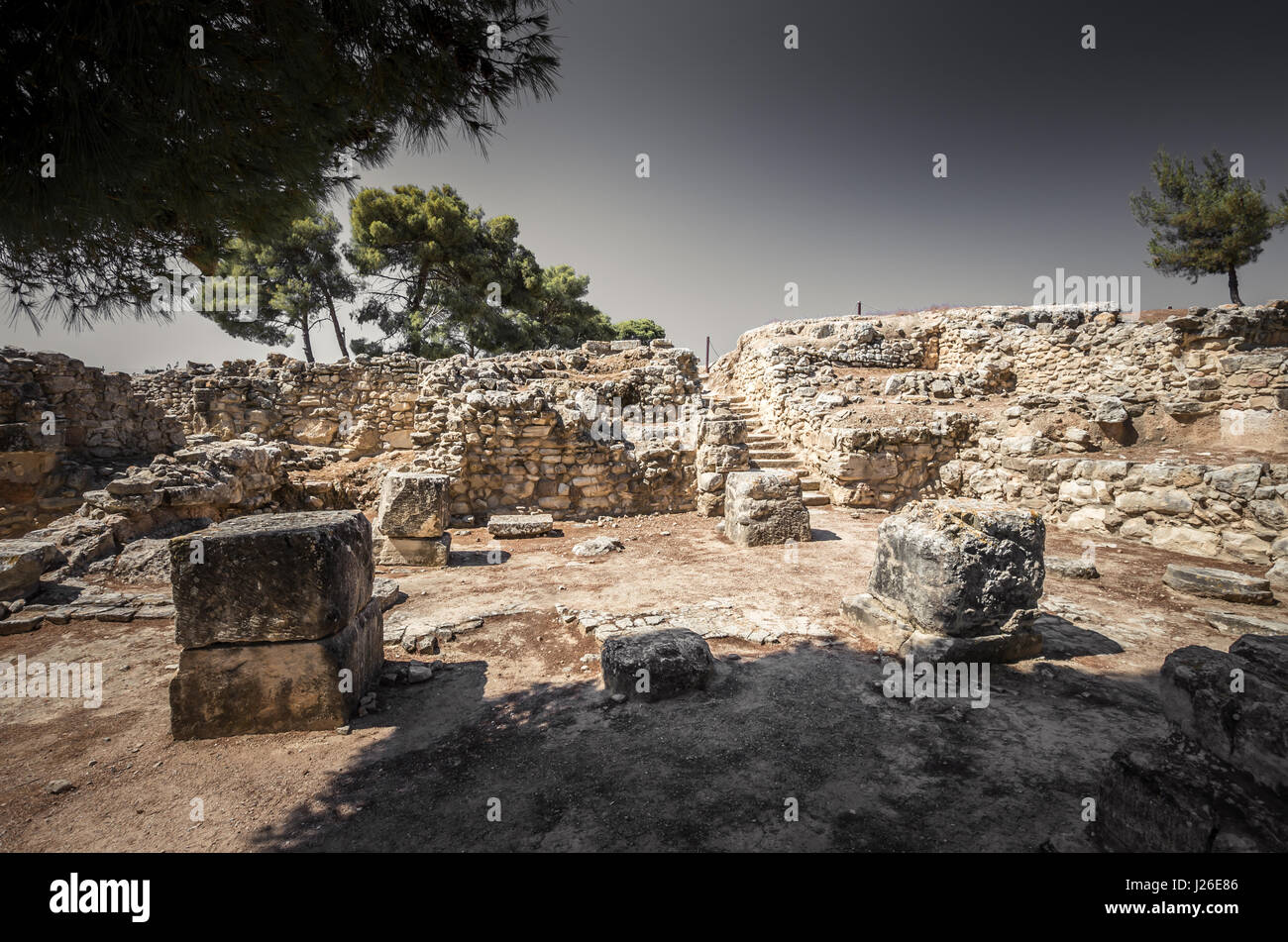 Sito di Festo, Creta, Grecia. antiche rovine greco del palazzo minoico di Festo nell'isola di Creta Foto Stock