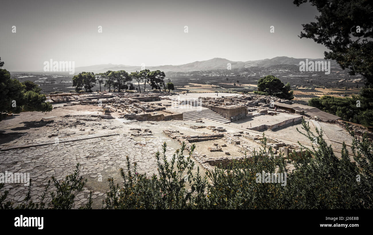 Sito di Festo, Creta, Grecia. antiche rovine greco del palazzo minoico di Festo nell'isola di Creta Foto Stock