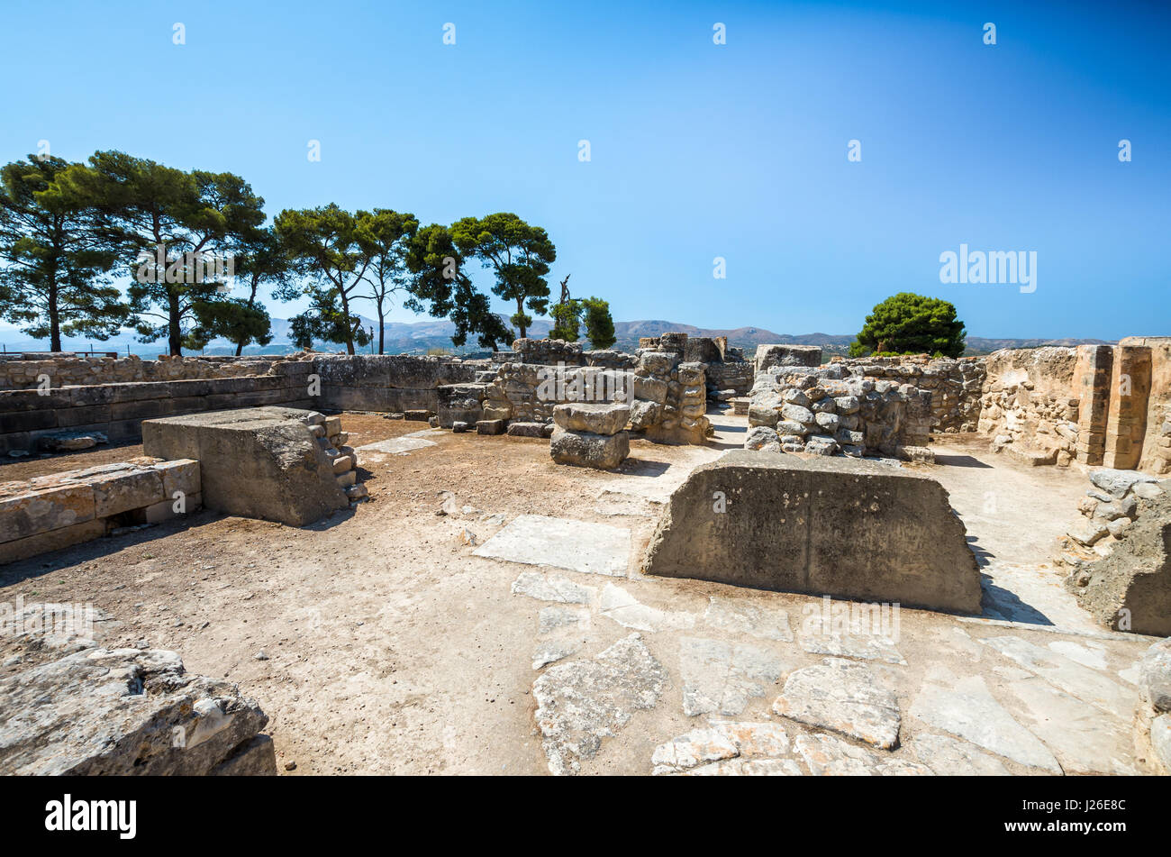 Sito di Festo, Creta, Grecia. antiche rovine greco del palazzo minoico di Festo nell'isola di Creta Foto Stock
