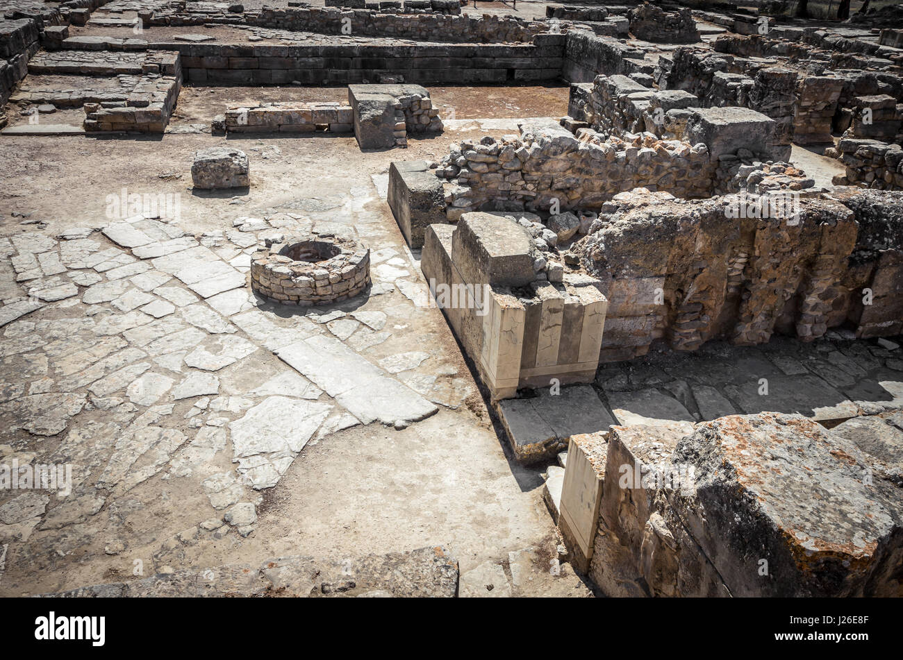 Sito di Festo, Creta, Grecia. antiche rovine greco del palazzo minoico di Festo nell'isola di Creta Foto Stock