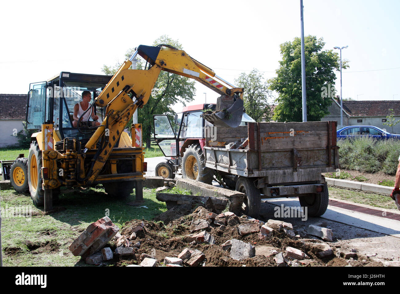 Costruzione pesante engineering in azione,croazia,l'Europa,4 Foto Stock