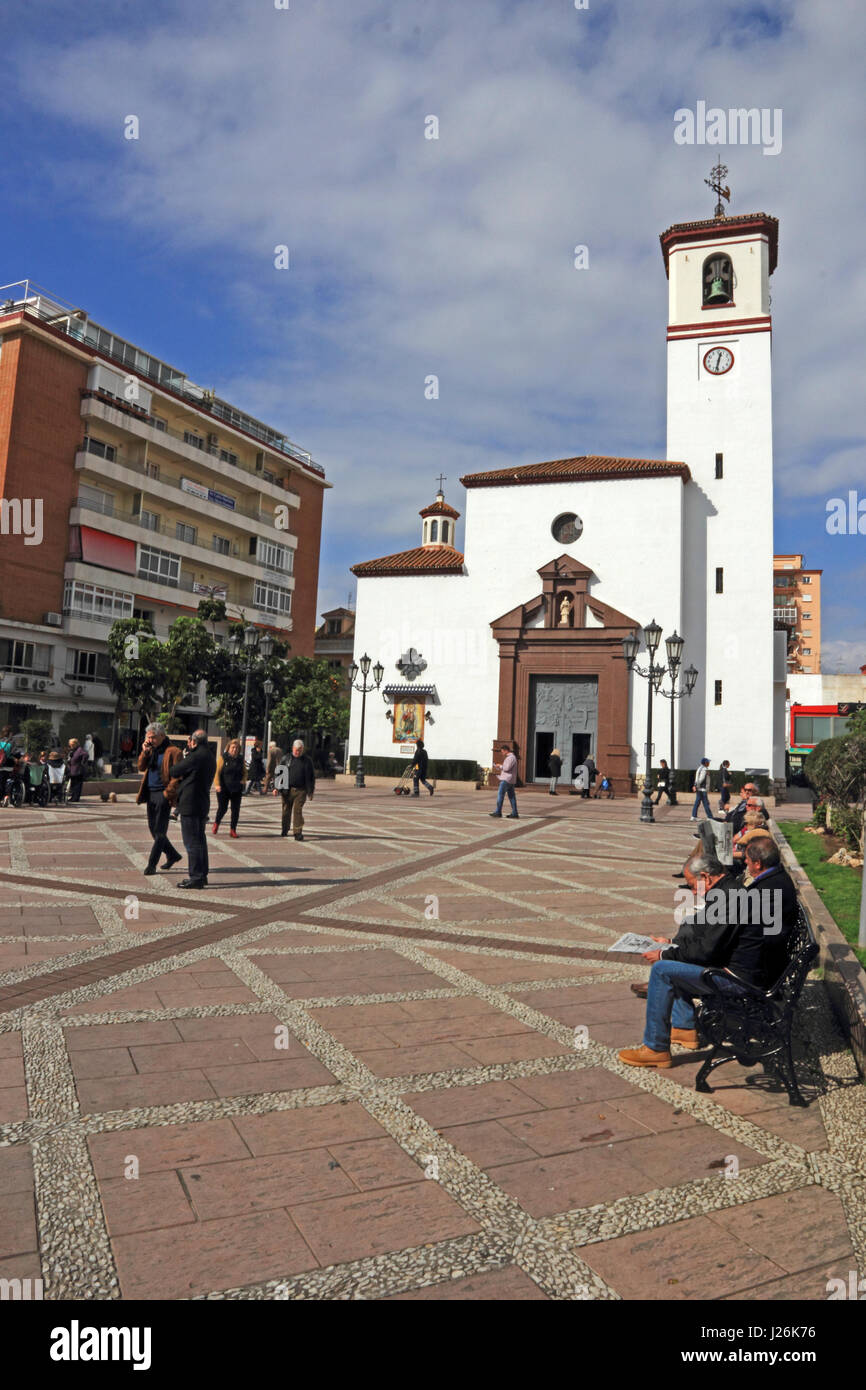 La Iglesia Parrq. Virgen del Rosario (Nostra Signora di El Rosario) chiesa parrocchiale, Fuengirola, Spagna Foto Stock