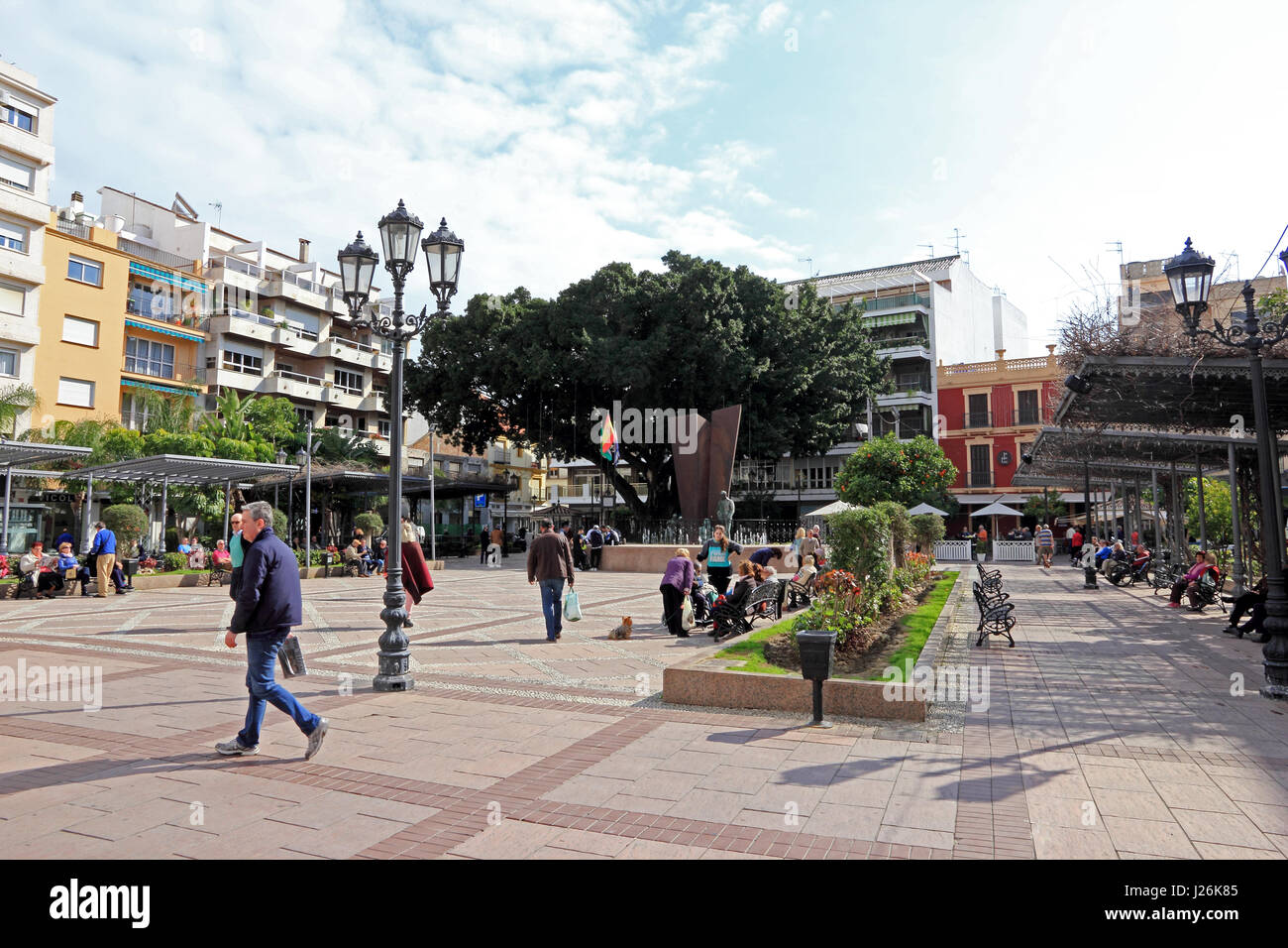 Plaza de la Constitucion (Piazza della Costituzione), Fuengirola, Spagna Foto Stock