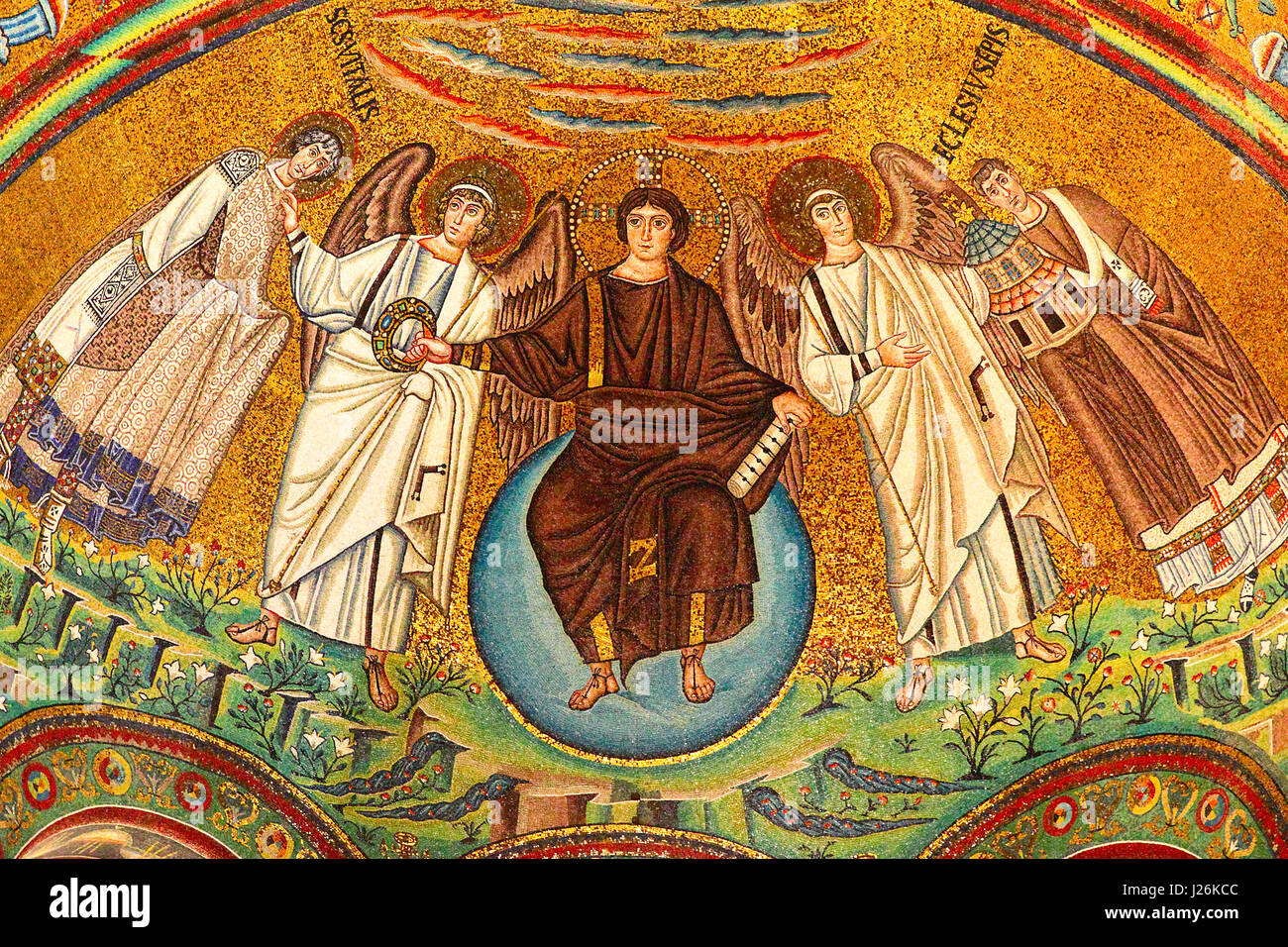 Ravenna, Italia - 14 Ottobre 2016: mosaico nella Basilica di San Vitale di Ravenna (VI secolo) Foto Stock
