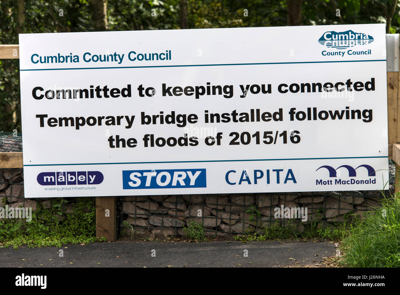 Poole Bridge Road Sign Pooley Bridge nel distretto del lago, Gran Bretagna Foto Stock