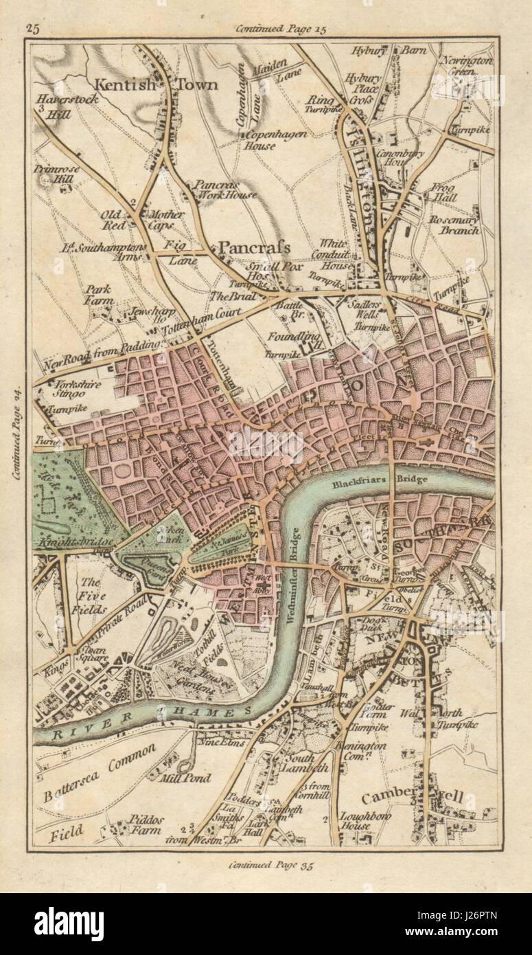 Il WEST END di Islington Chelsea Mayfair Marylebone Camden Westminster CARY 1786 mappa Foto Stock