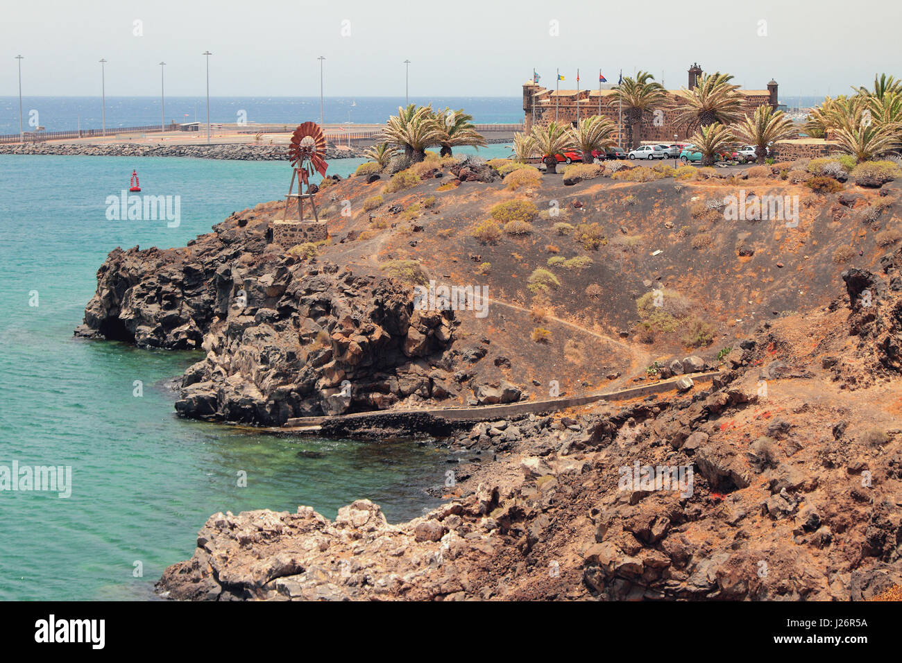 Costa del mare nei pressi di Rocca San Jose. Arrecife, Lanzarote, Spagna; 30-06-2015 Foto Stock