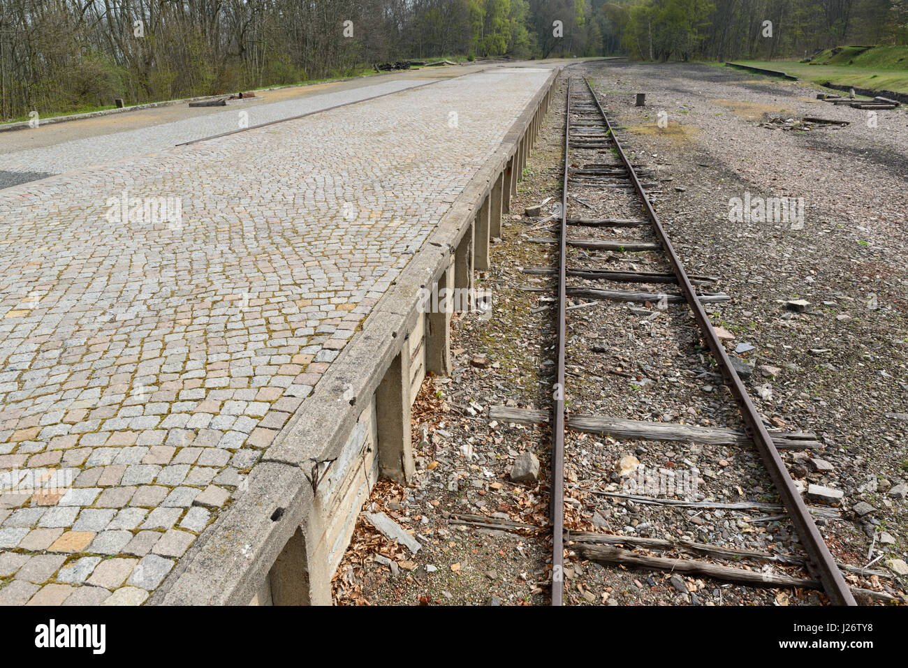 La stazione ferroviaria di Buchenwald campo di concentramento Foto Stock