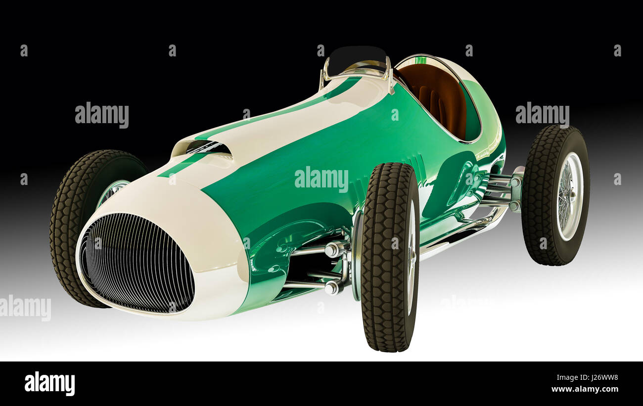 Retro sport auto racing 3D render. Digital immagine generata Foto Stock