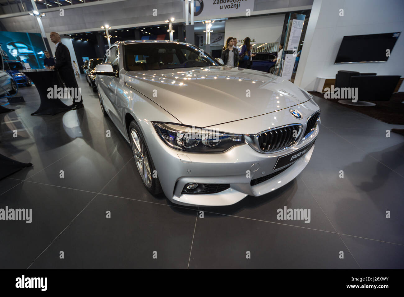 Belgrado, Serbia - Marzo 23, 2017: nuova BMW Serie 4 presentata a Belgrado 53th International Motor Show - MSA (OICA). Foto Stock