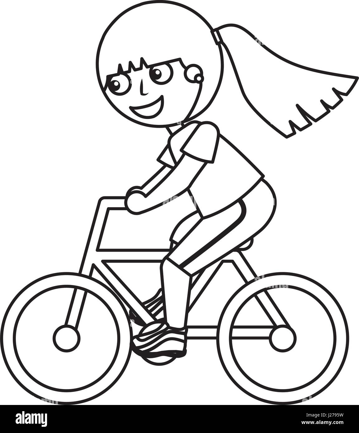 Bambina Bicicletta Equitazione Immagine e Vettoriale - Alamy