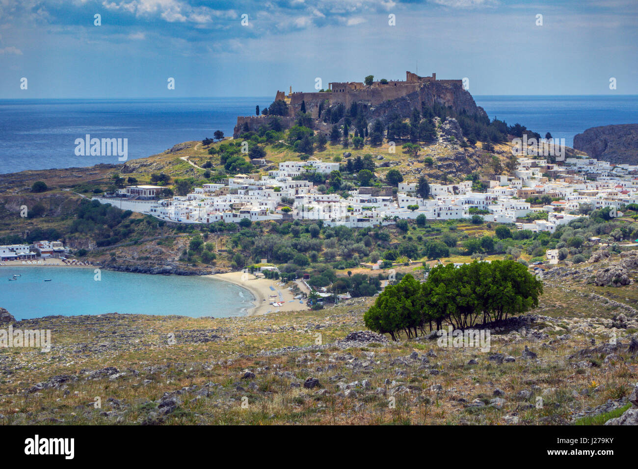 L'antica acropoli di Lindos, Rodi Foto Stock