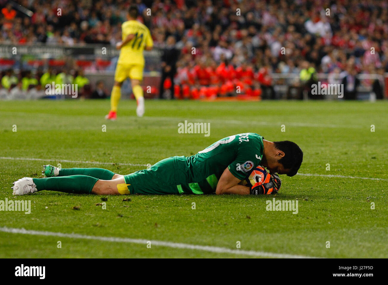 Andres Fernandez (13) Villerreal CF il lettore. La Liga tra Atlético de Madrid vs Villerreal CF A Vicente Calderón Stadium in Madrid, Spagna, 25 aprile 2017 . Foto Stock