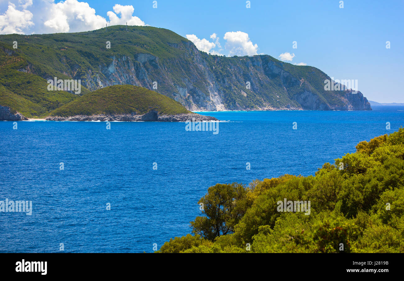 La splendida natura di Corfù vista Da Paleokastritsa. Foto Stock