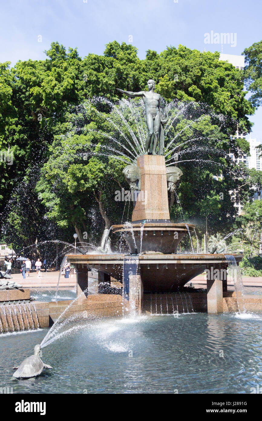 L'Archibald fontana, Hyde Park, Sydney, Nuovo Galles del Sud, Australia Foto Stock