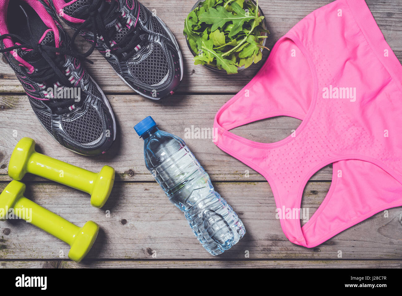 Femmina sfondo fitness Foto Stock