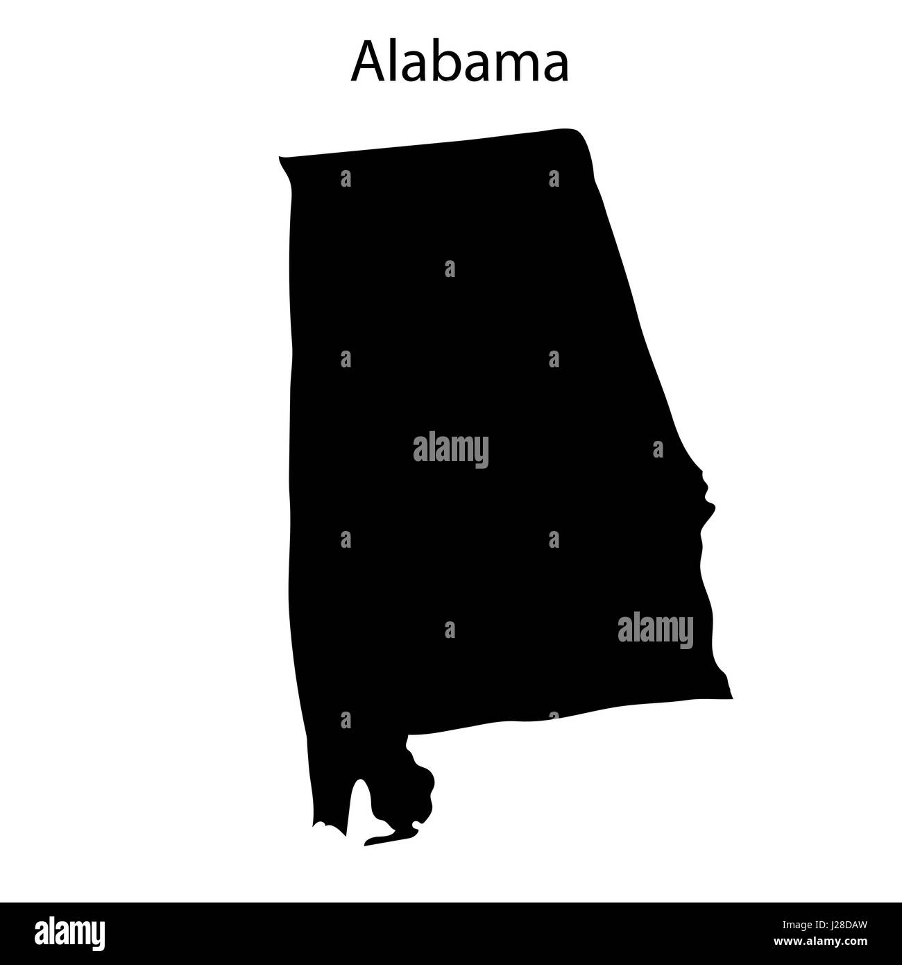 Stati Uniti, Alabama. Blu scuro silhouette dello stato alle sue frontiere. Illustrazione Vettoriale