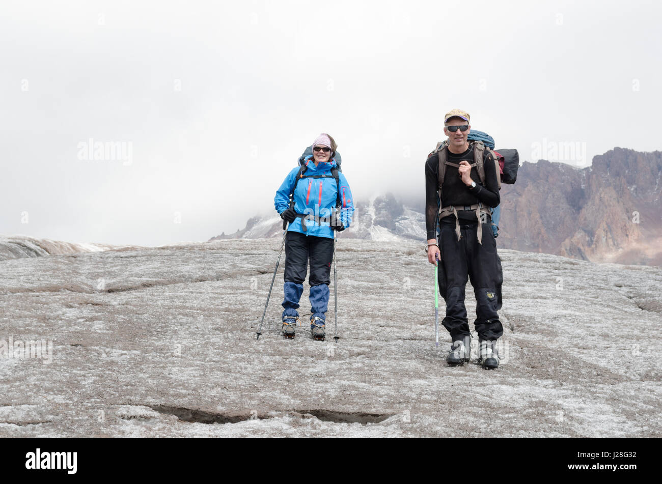 La Georgia, Mzcheta-Mtianeti, Stepanzminda, Kazbegtour, Gergeti glacier, discesa Foto Stock