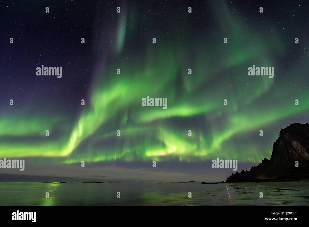 Norvegia, Nordland, Bleik, le luci polari possono già essere osservati nel settembre Foto Stock