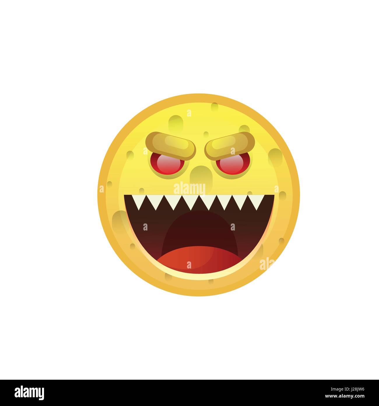 Giallo sorridente arrabbiato persone negativo icona emozione Illustrazione Vettoriale