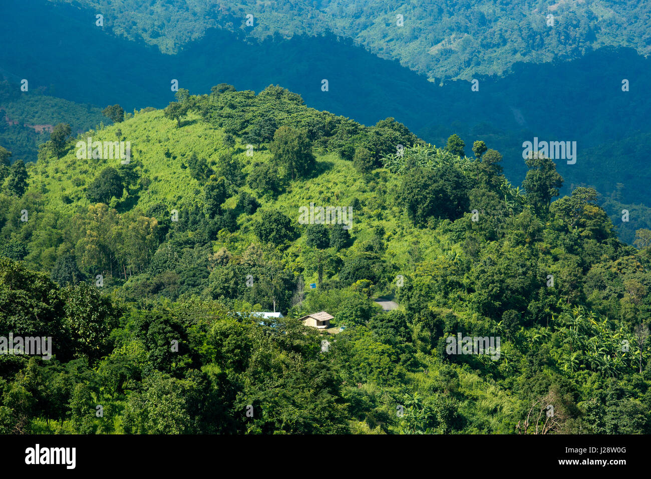 Vista del paesaggio del Nilgiri. È una delle più alte cime e bellissimo luogo turistico. Bandarban, Bangladesh. Foto Stock