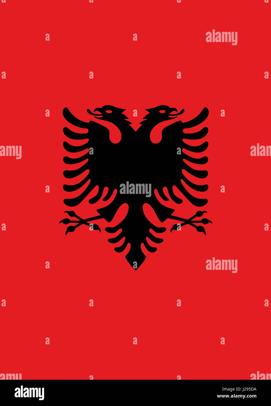 Gazzetta grande piatto bandiera della Albania verticale Foto Stock