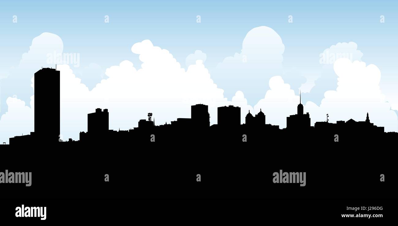 Silhouette skyline della città di Buffalo, New York, Stati Uniti d'America. Illustrazione Vettoriale