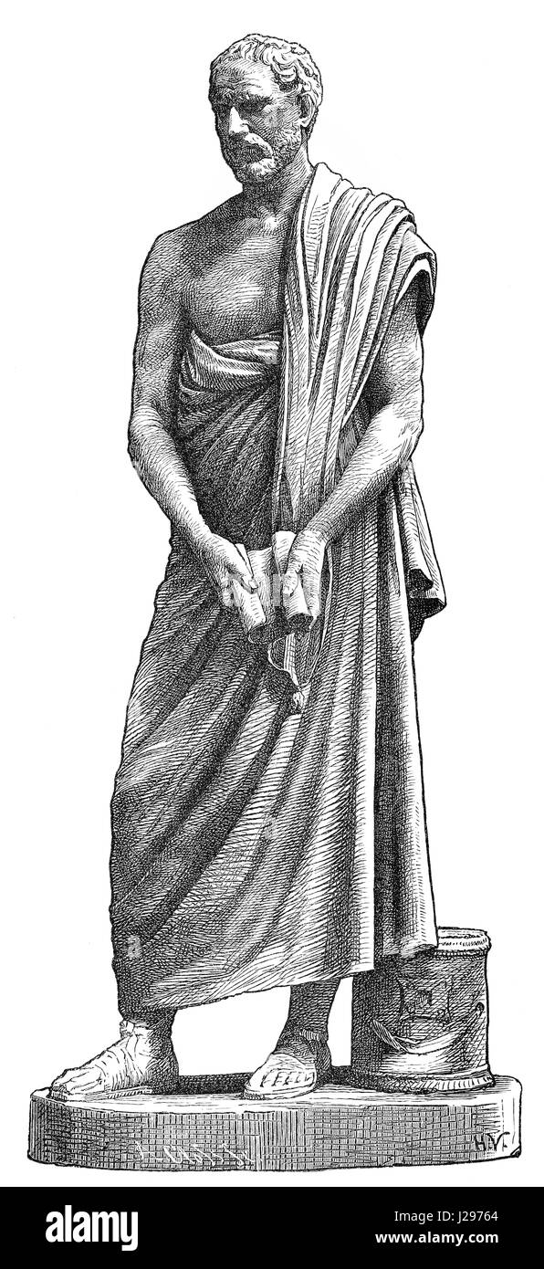 Demostene, 384-322 A.C. una statista greco e oratore di Atene antica Foto Stock