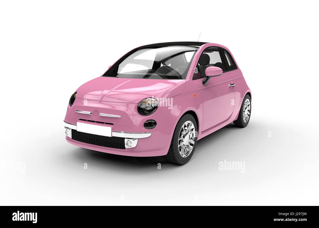 Parte anteriore di una generica città rosa auto isolato su uno sfondo bianco Foto Stock