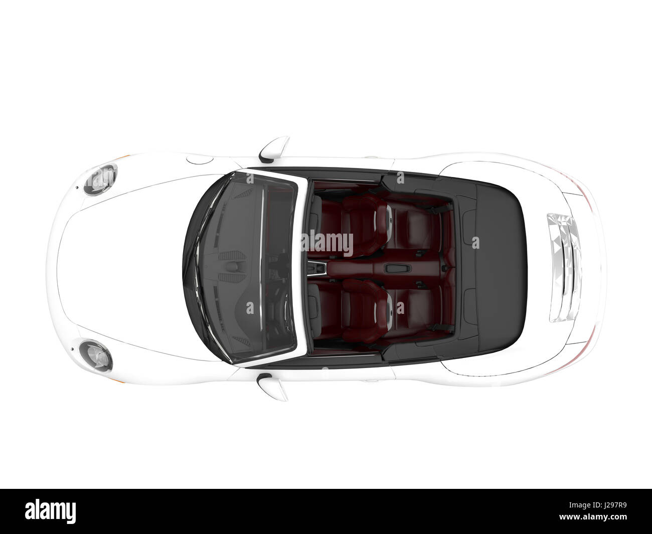 Parte superiore di un generico bianco auto sportiva isolata su uno sfondo bianco Foto Stock