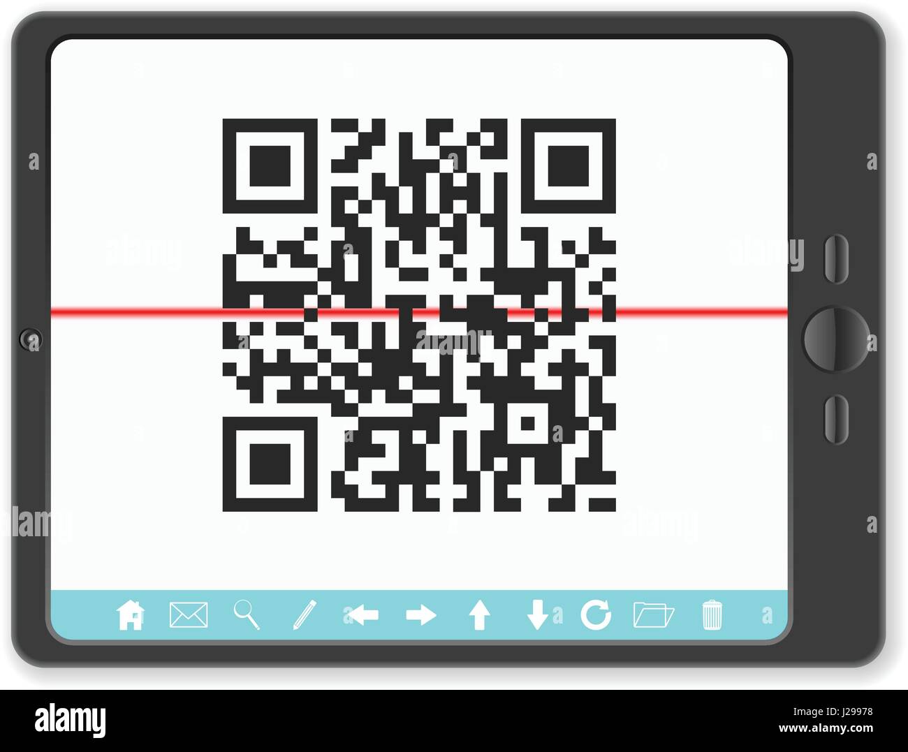 PC tablet con QR scanner di codici a barre su uno sfondo bianco Immagine e  Vettoriale - Alamy