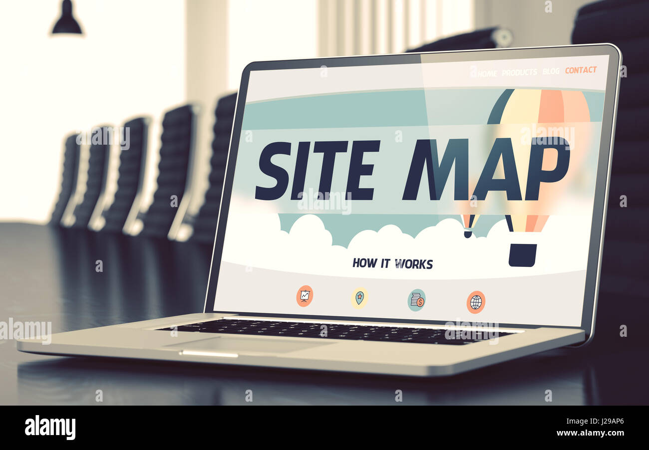 Mappa del sito concetto su uno schermo del notebook. 3d. Foto Stock