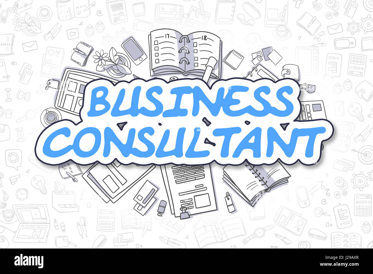 Il Consulente Aziendale - Doodle Il testo in blu. Il concetto di business. Foto Stock
