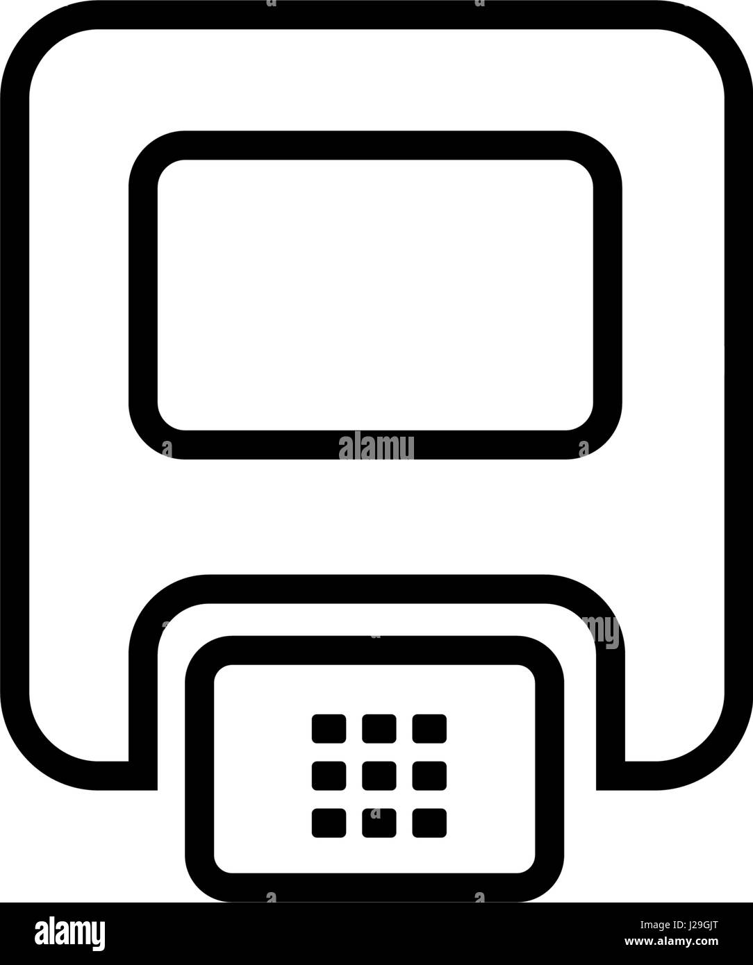 Terminale Pos icona. Ombra sfumata silhouette simbolo. Memorizzare il terminale di pagamento con assegno e carta di credito. Isolato su sfondo bianco. Illustrazione Vettoriale