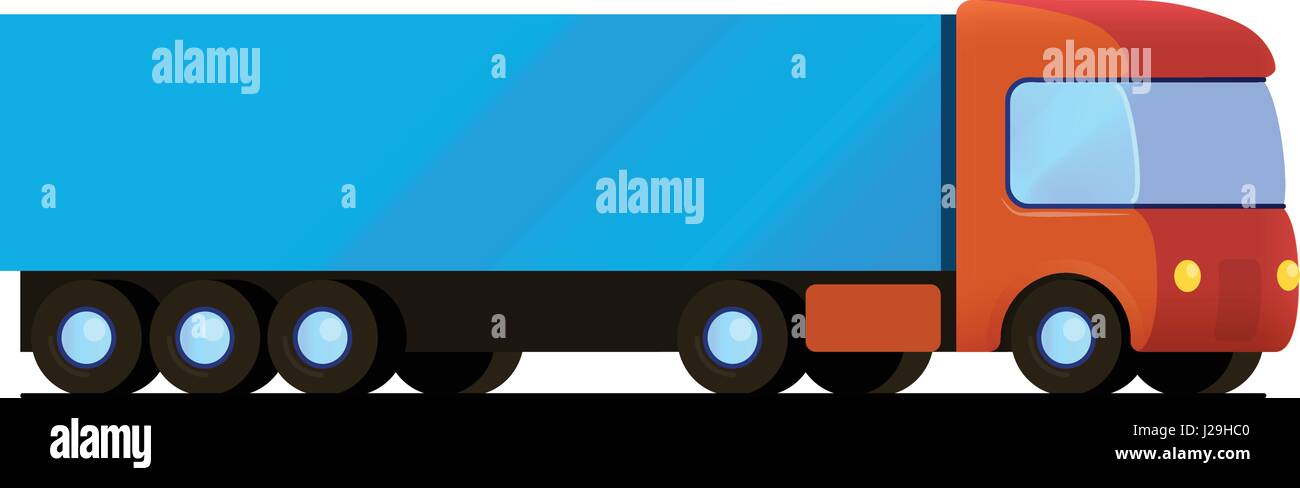 Il vettore isolato red carrello con carico blu piatto del rimorchio Illustrazione Vettoriale