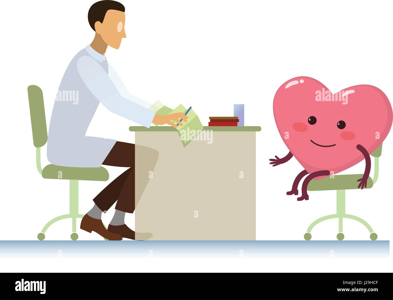 Medico con sani cuore allegro simbolo cartoon - Giornata Mondiale della Salute Illustrazione Vettoriale
