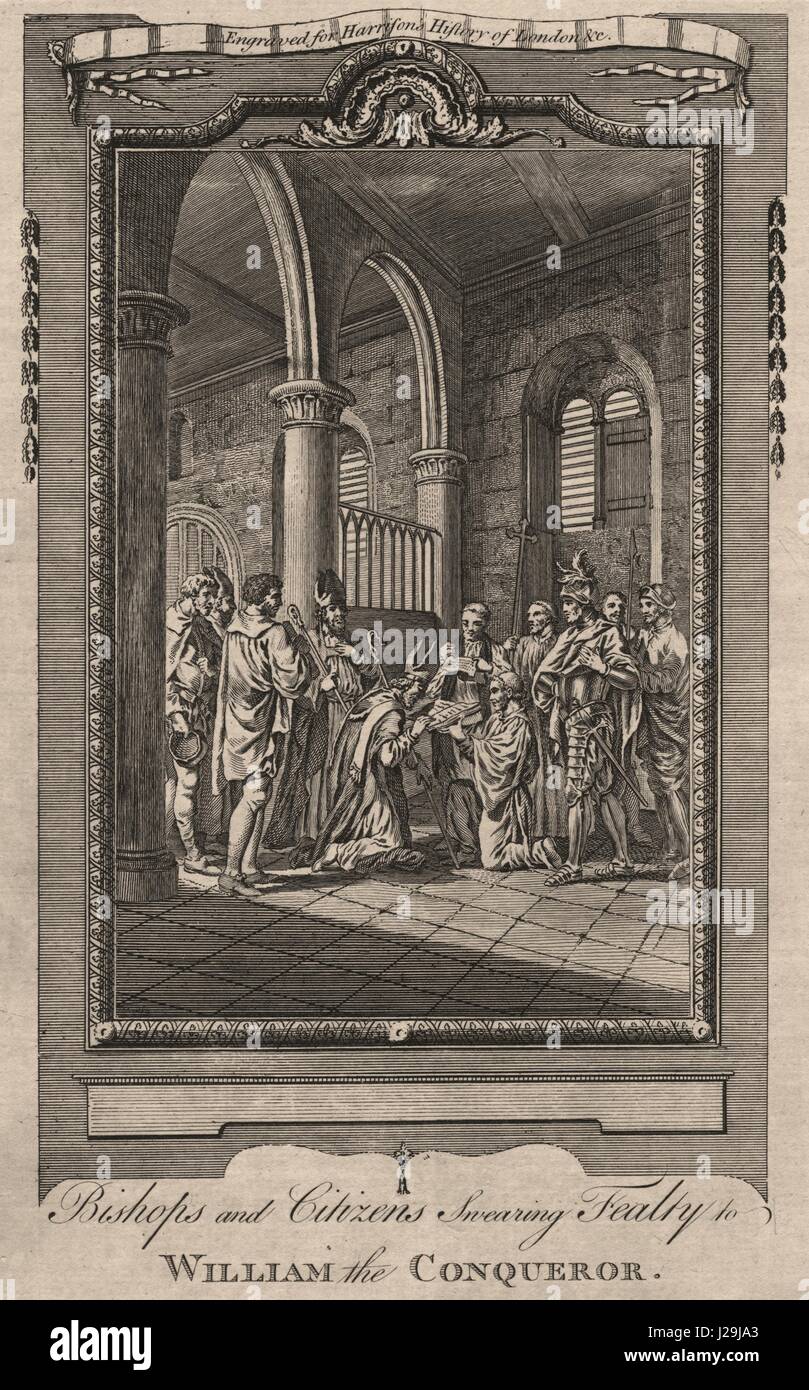 I vescovi e i cittadini giuramento Fealty di Guglielmo il Conquistatore.london.HARRISON 1776 Foto Stock