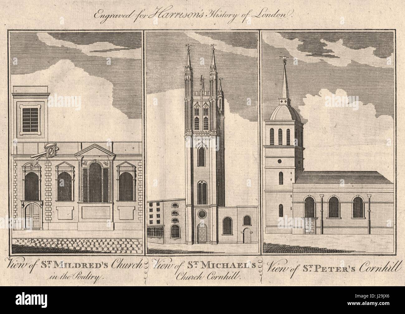 WREN CHIESE St Mildred pollame.St Michael, San Pietro su Cornhill. Londra 1776 Foto Stock