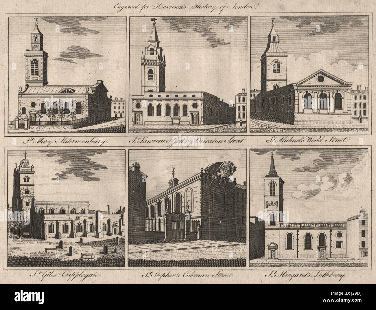 WREN CHIESE St Mary Lawrence Jewry Michael Stephen Margaret Lothbury 1776 Foto Stock