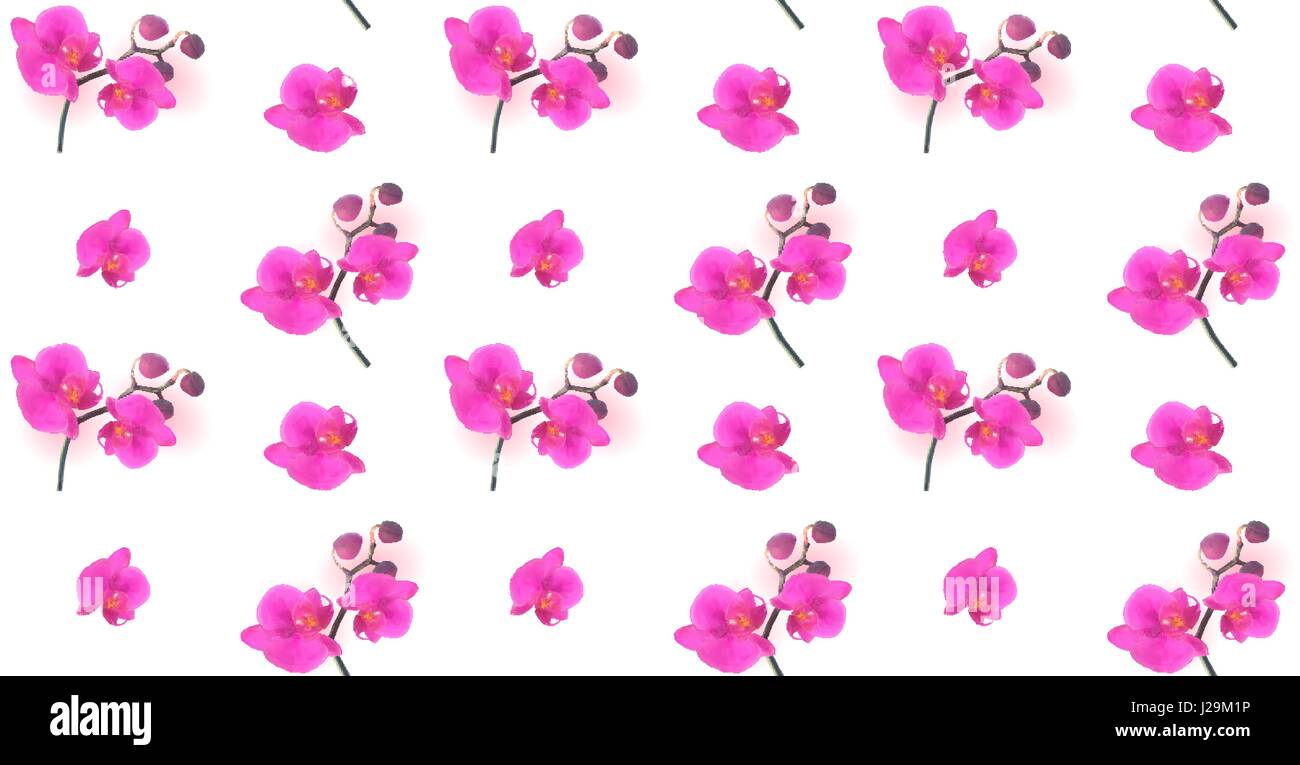 Seamless Pattern bella naturalistico colorato di rosa Orchid.Vec Illustrazione Vettoriale