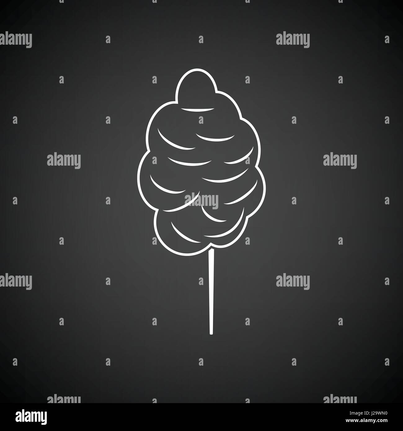 Il cotone candy icona. Sfondo nero con il bianco. Illustrazione Vettoriale. Illustrazione Vettoriale