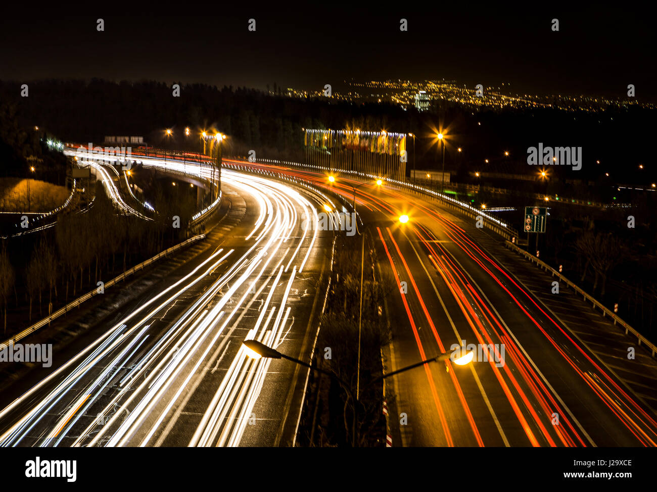 Strade di Tehran nella notte ,l'IRAN Foto Stock