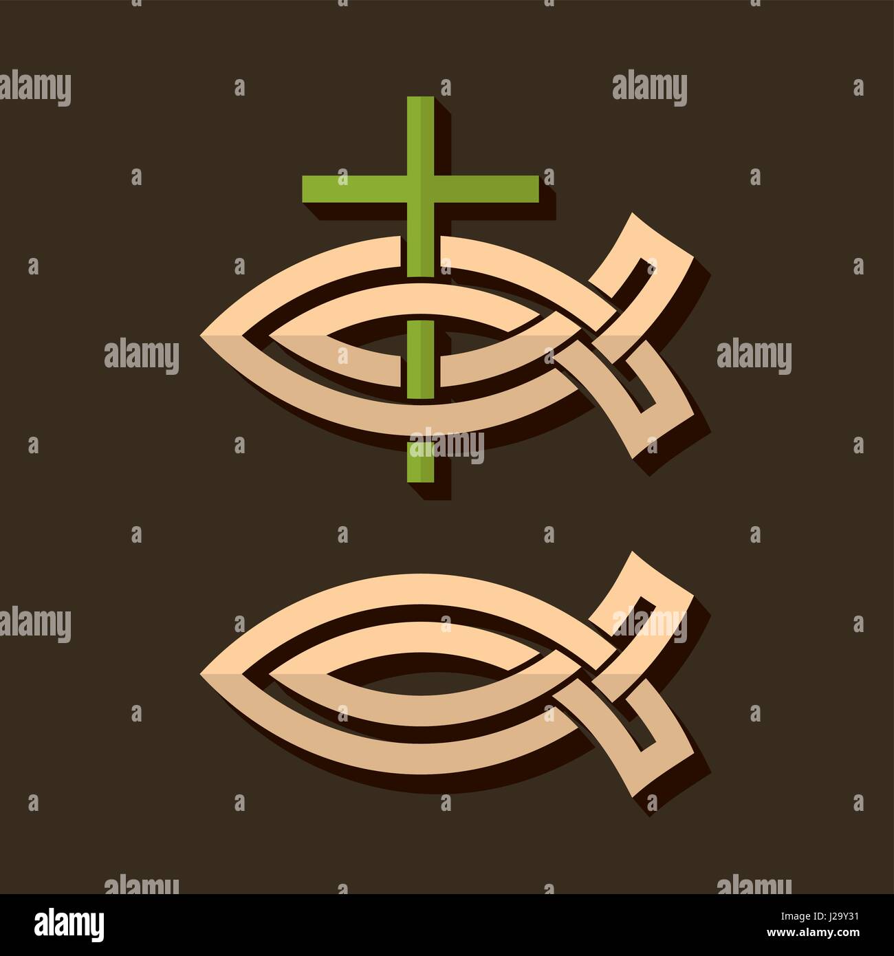 Un set di Christian pesce e simboli biblici Illustrazione Vettoriale