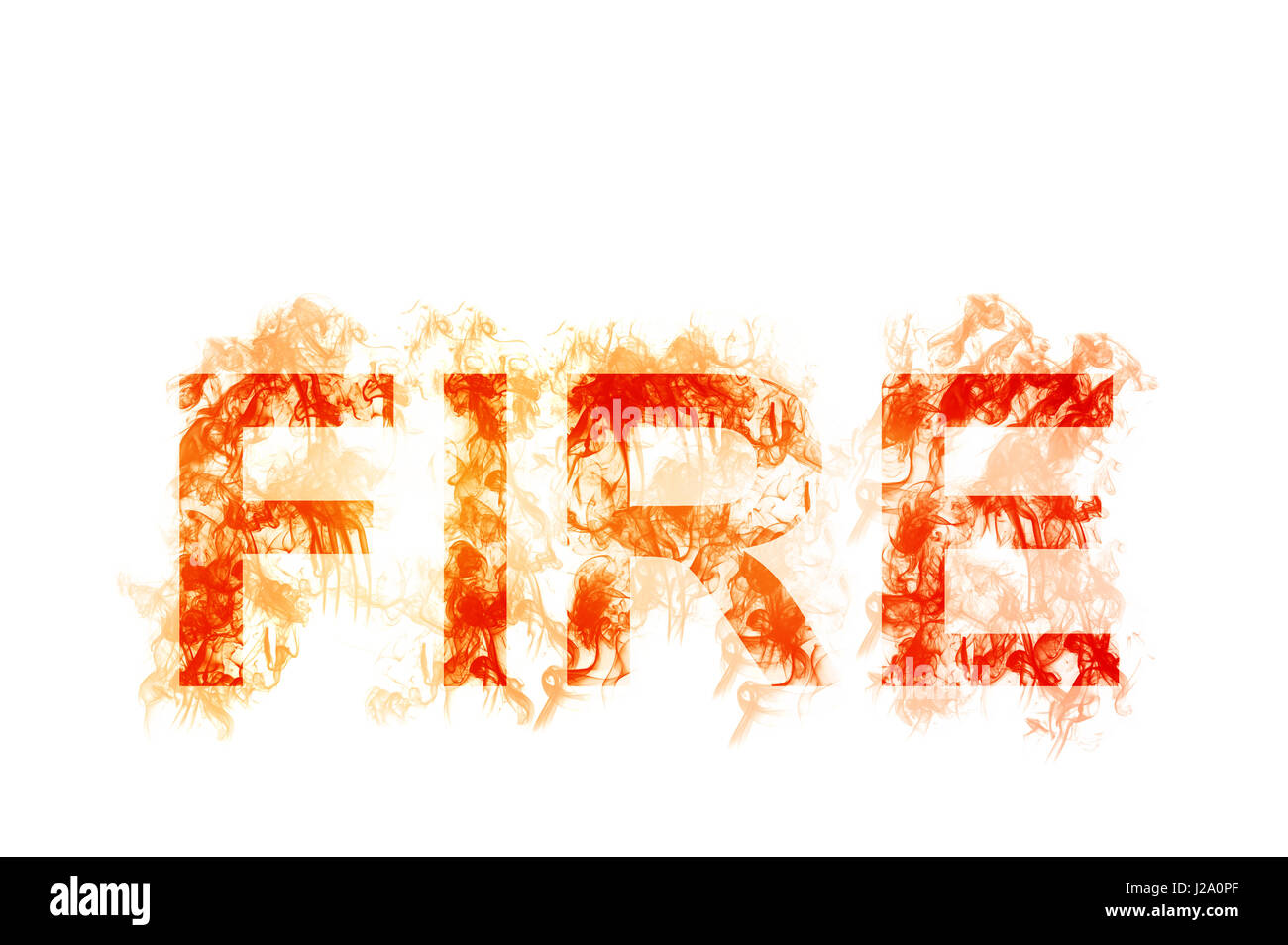 La parola 'fuoco' illustrazione stilizzata con fumo Foto Stock