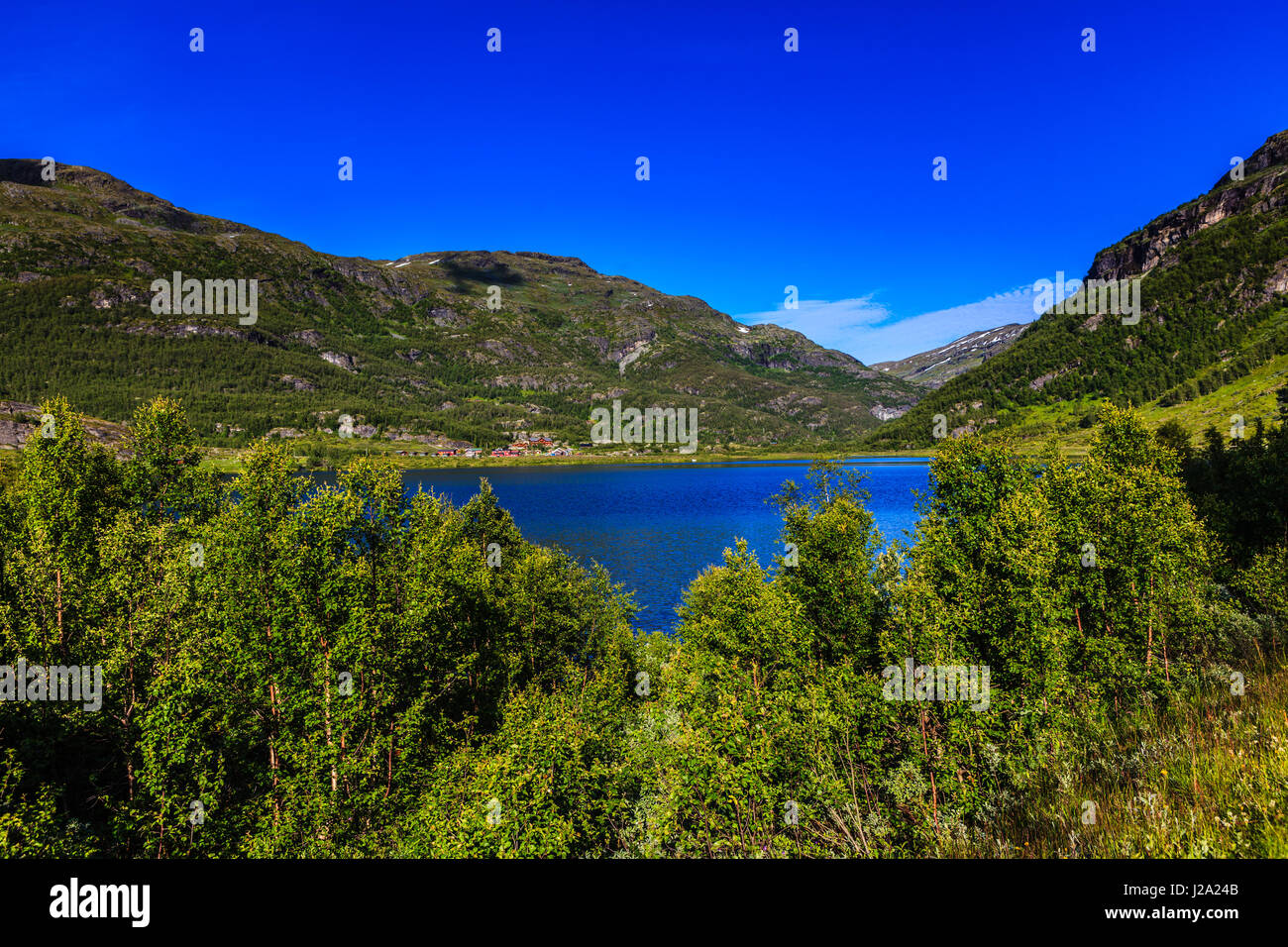 Bellissimo paesaggio naturale su una bella giornata estiva a ovest della Norvegia Foto Stock